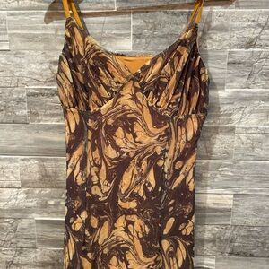 Urban Outfitters Brown and Tan Marble Dress